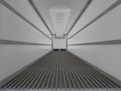 Flat Top Semi Truck Refrigerated Trailer - Low Poly 3D Model