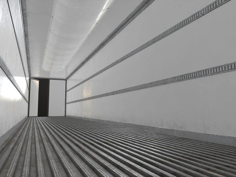 Flat Top Semi Truck Refrigerated Trailer - Low Poly 3D Model