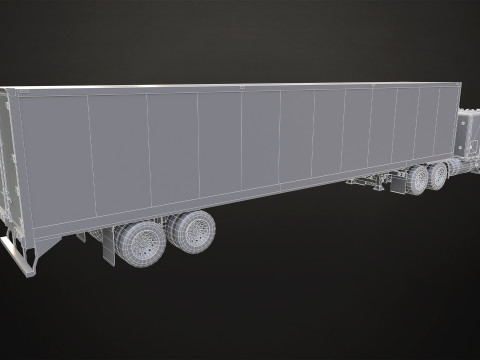 Flat Top Semi Truck Refrigerated Trailer - Low Poly 3D Модель