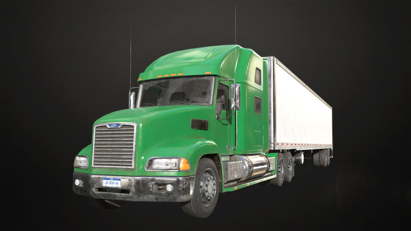 Semi Truck Refrigerated Trailer - Low Poly Model 3D .c4d .max .obj .3ds .fbx .stl .blend