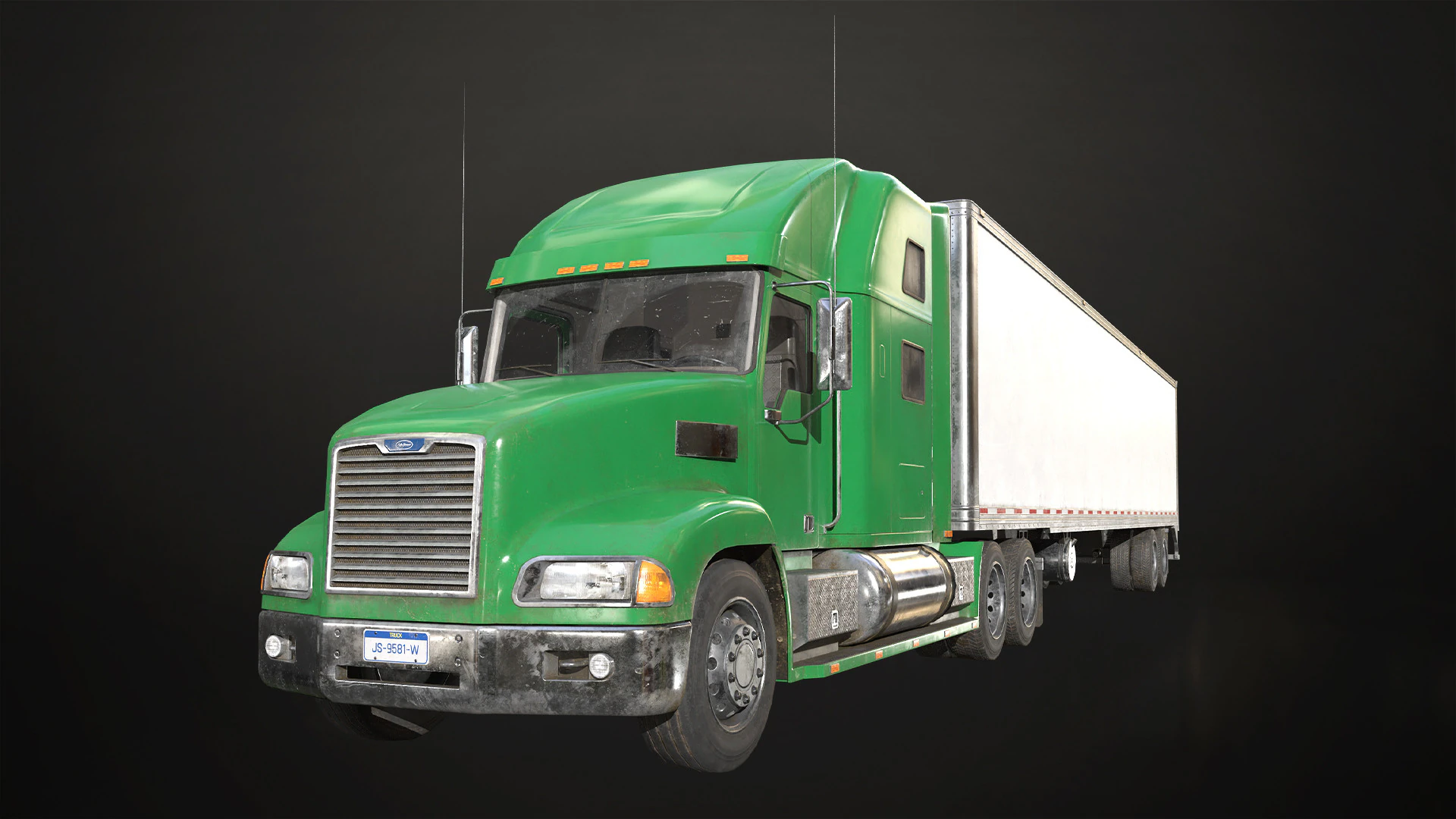 Semi Truck Refrigerated Trailer - Low Poly 3D Model .c4d .max .obj .3ds .fbx .stl .blend 