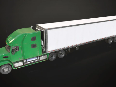 Semi Truck Refrigerated Trailer - Low Poly 3D Model