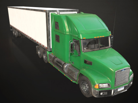 Semi Truck Refrigerated Trailer - Low Poly Model 3D