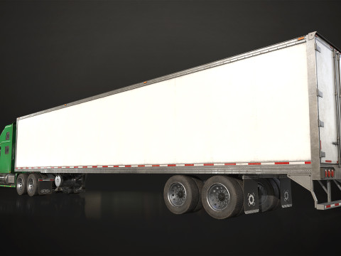Semi Truck Refrigerated Trailer - Low Poly Model 3D