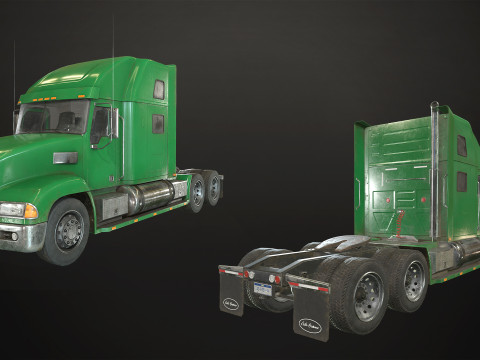 Semi Truck Refrigerated Trailer - Low Poly Model 3D