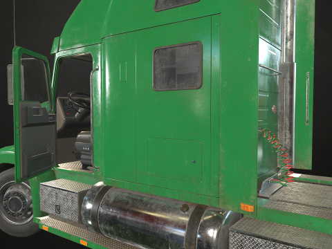 Semi Truck Refrigerated Trailer - Low Poly Model 3D