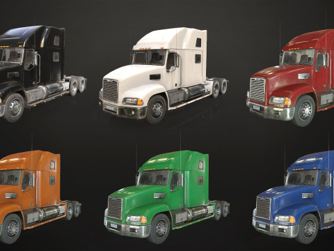 Semi Truck Refrigerated Trailer - Low Poly Model 3D