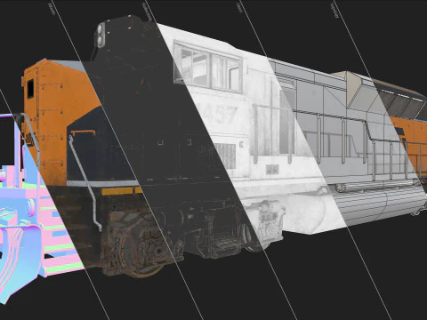 Diesel Locomotive - Low Poly 3D Model