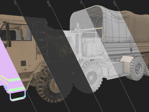 Heavy Military Truck V1 - Cargo 3D 모델