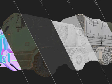 Heavy Military Truck V2 - Cargo 3D Model