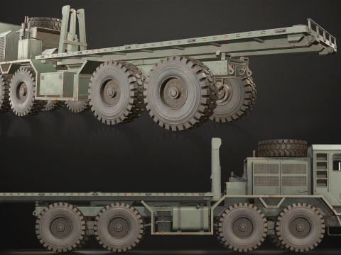 Heavy Military Truck V1 - Flatbed 3D Model