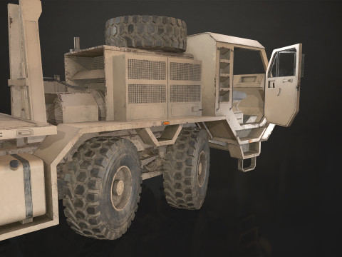 Heavy Military Truck V1 - Flatbed 3D Model