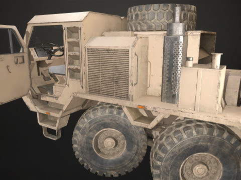 Heavy Military Truck V1 - Flatbed 3D Model