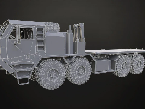 Heavy Military Truck V1 - Flatbed 3D Model