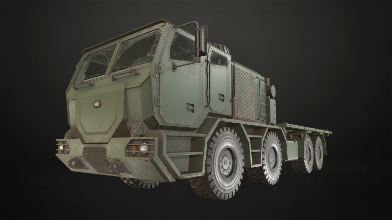 Heavy Military Truck V2 - Flatbed 3D Модель .c4d .max .obj .3ds .fbx .stl .blend