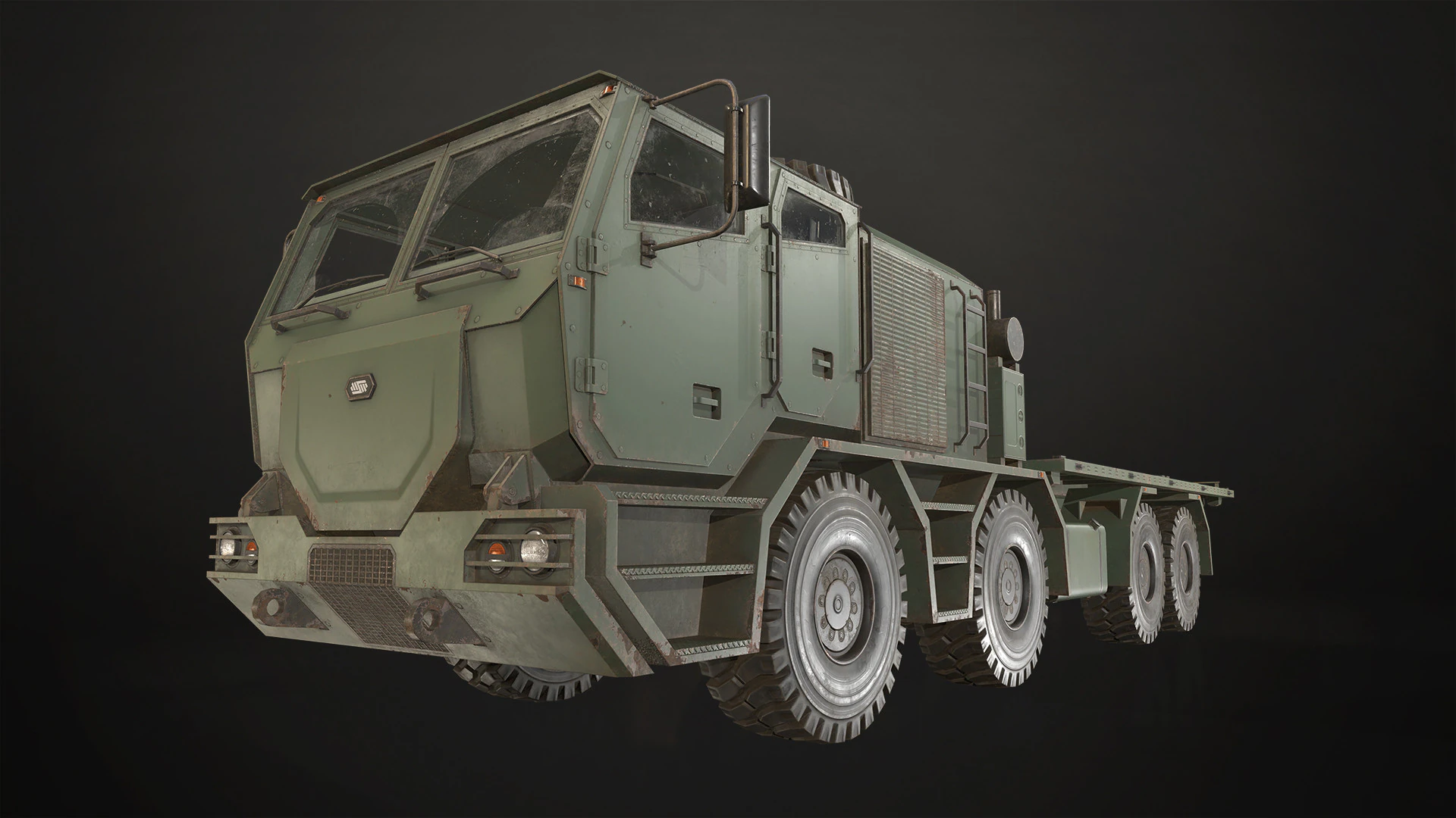 Heavy Military Truck V2 - Flatbed 3D Model .c4d .max .obj .3ds .fbx .stl .blend