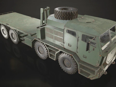 Heavy Military Truck V2 - Flatbed 3D Model