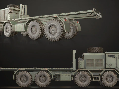 Heavy Military Truck V2 - Flatbed 3D Model
