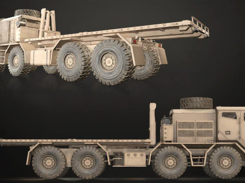 Heavy Military Truck V2 - Flatbed 3D Model