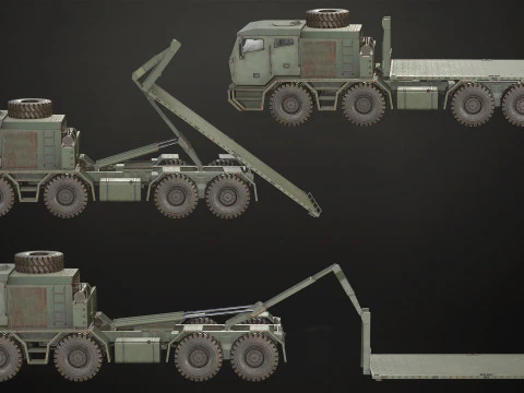 Heavy Military Truck V2 - Flatbed 3D Model