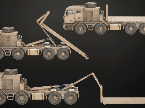 Heavy Military Truck V2 - Flatbed 3D Model