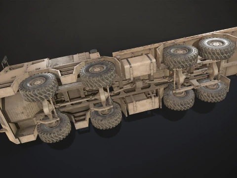 Heavy Military Truck V2 - Flatbed 3D Model