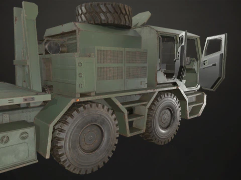 Heavy Military Truck V2 - Flatbed 3D Model