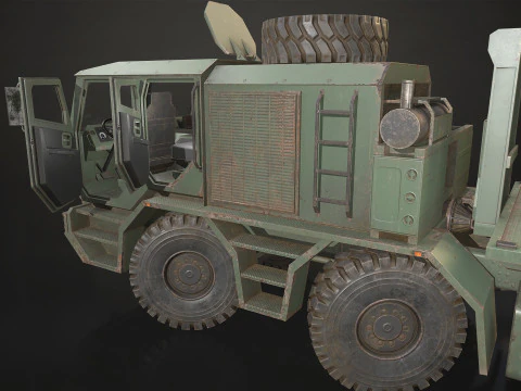 Heavy Military Truck V2 - Flatbed 3D Model