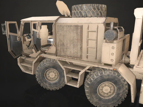 Heavy Military Truck V2 - Flatbed 3D Model