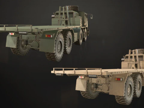 Heavy Military Truck V2 - Flatbed 3D Model