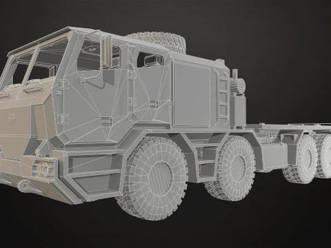 Heavy Military Truck V2 - Flatbed 3D Model