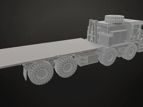Heavy Military Truck V2 - Flatbed 3D Model