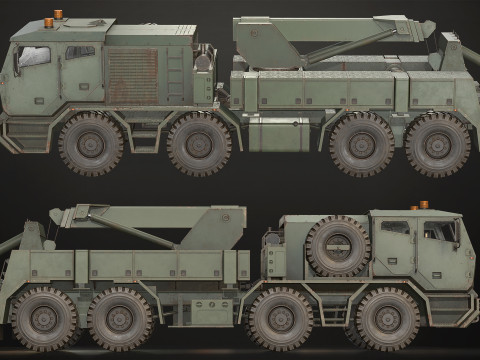 Heavy Military Truck V2 - Wrecker Model 3D