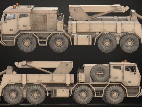 Heavy Military Truck V2 - Wrecker Model 3D