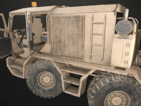 Heavy Military Truck V2 - Wrecker Model 3D
