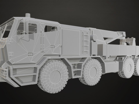 Heavy Military Truck V2 - Wrecker Model 3D