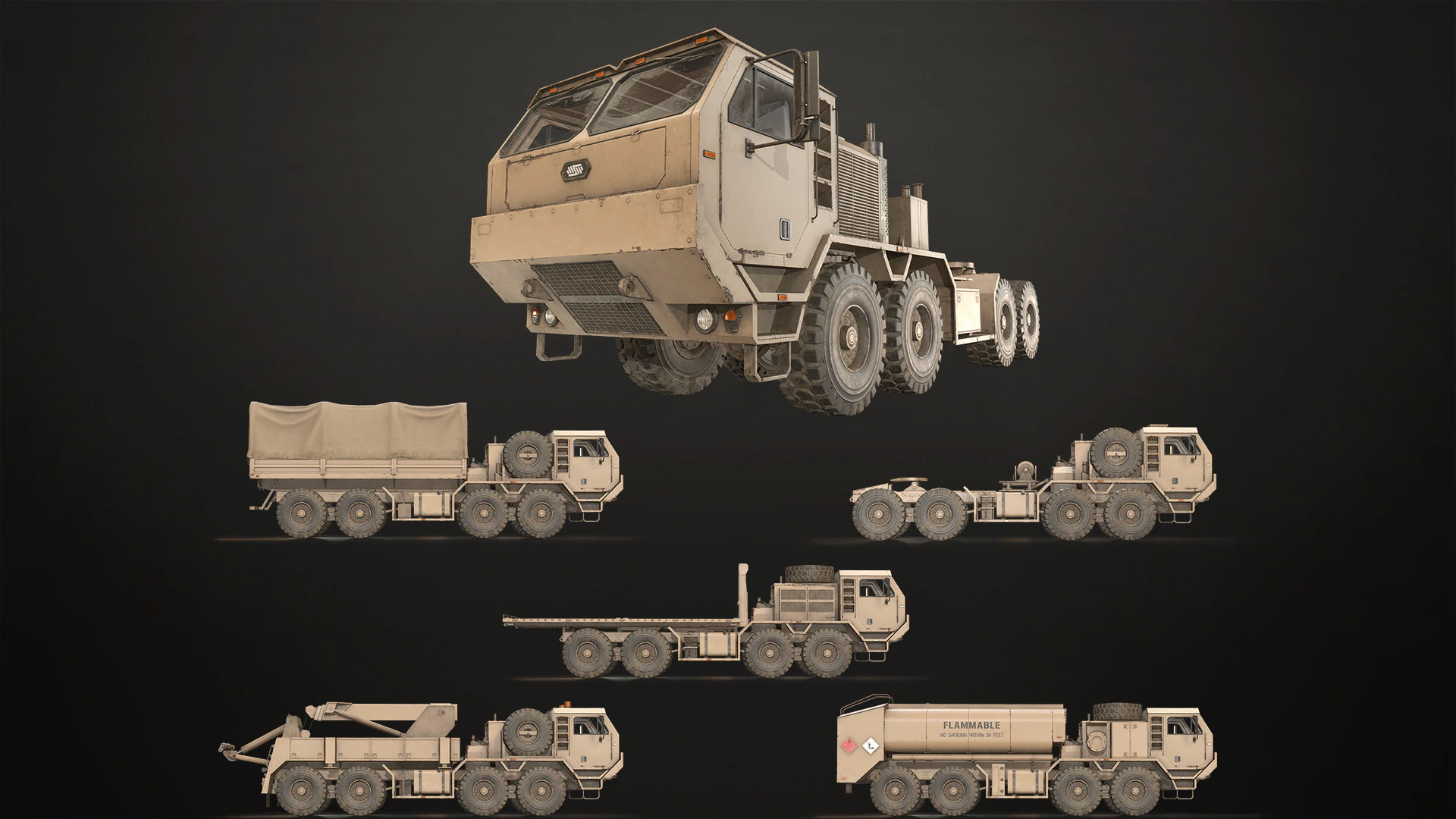 Heavy Military Truck V1 - Pack 1 3D Model .c4d .max .obj .3ds .fbx .stl .blend 