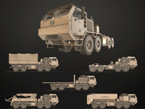 Heavy Military Truck V1 - Pack 1 3D Model