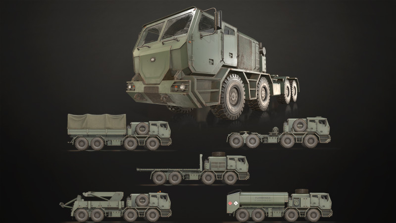 Heavy Military Truck V2 - Pack 1 3D Model .c4d .max .obj .3ds .fbx .stl .blend 