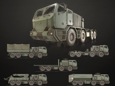 Heavy Military Truck V2 - Pack 1 3D Model