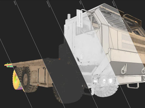 Military Truck V1 - Flatbed 3D Model