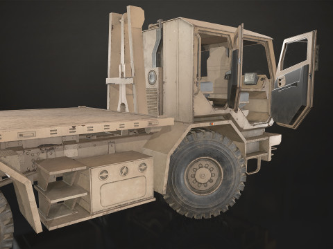 Military Truck V2 - Flatbed 3D Model