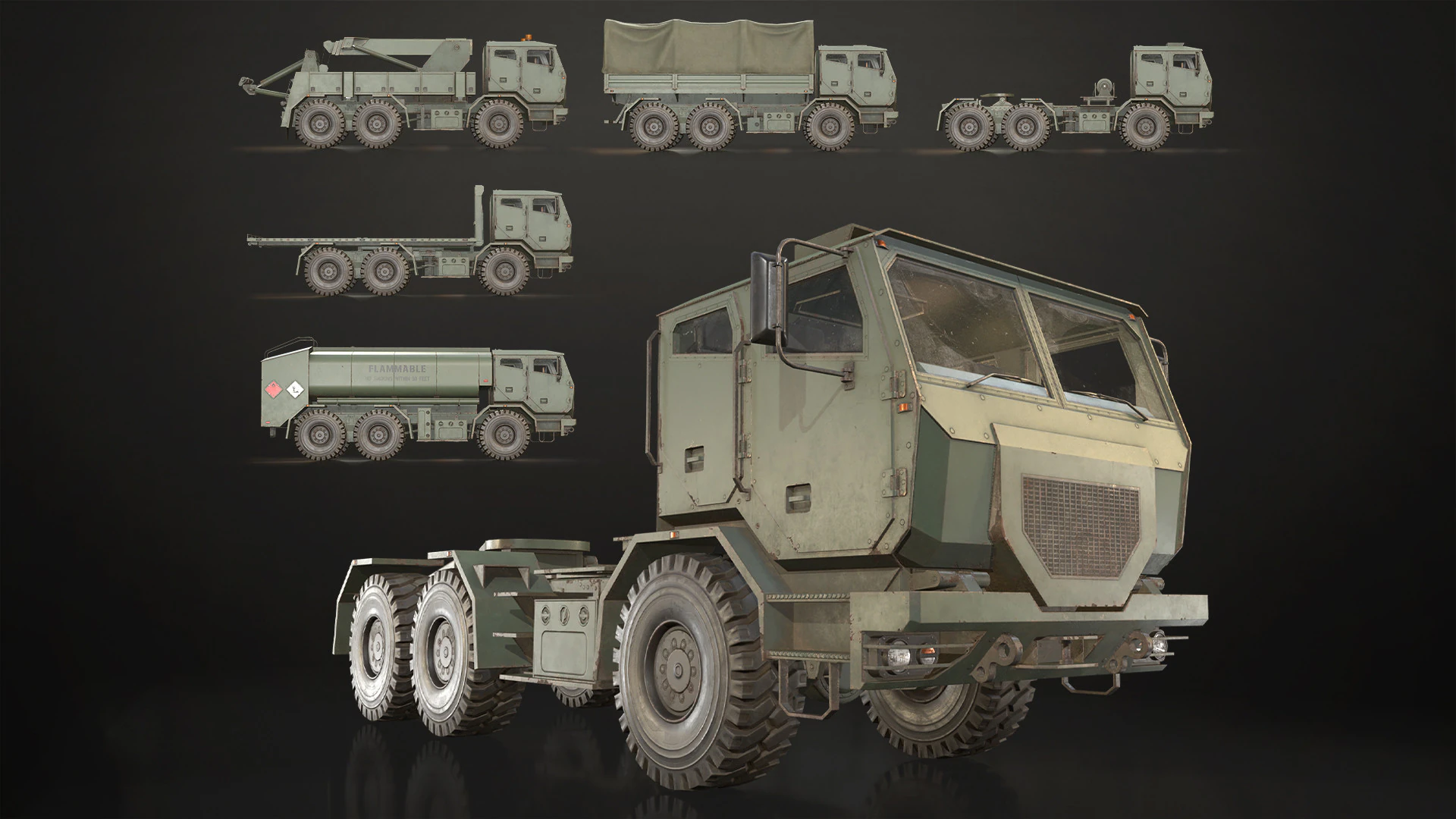 Military Truck V2 - Pack 1 3D Model .c4d .max .obj .3ds .fbx .stl .blend 