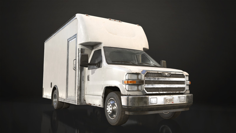 中型トラック V1 - ボックスバン 3Dモデル .c4d .max .obj .3ds .fbx .stl .blend