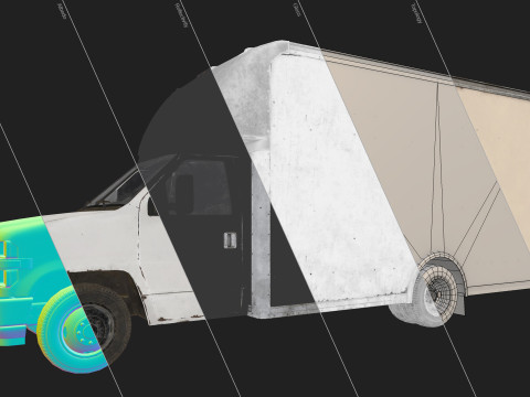 中型トラック V1 - ボックスバン 3Dモデル