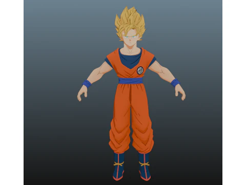Goku Super Saiyan Dragon Ball solo para Blender Modelo 3D