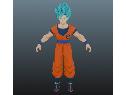 Goku Super Saiyan Blue Dragon Ball for Blender Only 3D Model