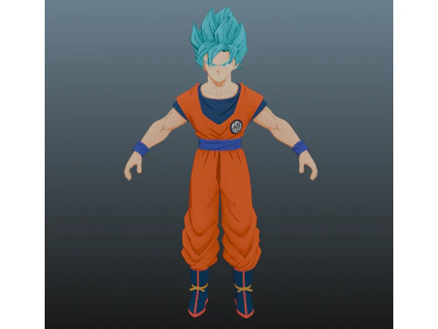 Goku Super Saiyan Dragon Ball Azul solo para Blender Modelo 3D