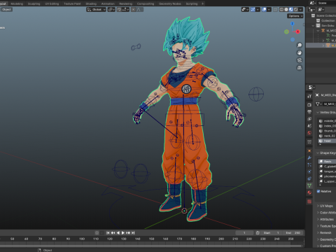 Goku Super Saiyan Blue Dragon Ball for Blender Only 3D Model