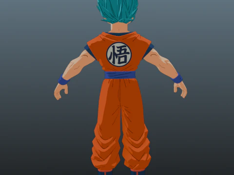 Goku Super Saiyan Blue Dragon Ball for Blender Only 3D Model